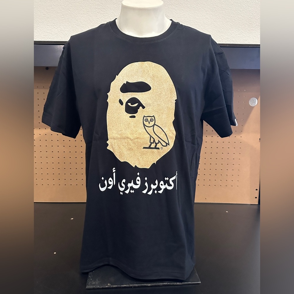 Bape x OVO Drake Size A Bathing Ape Very Own Gold Owl T shirt NWT
